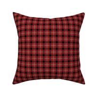 Wild west traditional gingham plaid design christmas texture tartan black and white on ruby red retro small