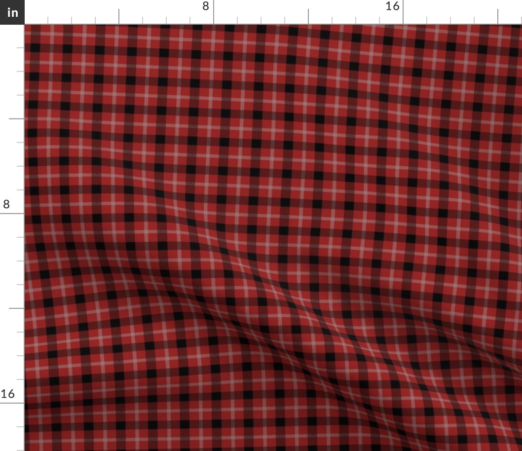Wild west traditional gingham plaid design christmas texture tartan black and white on ruby red retro small