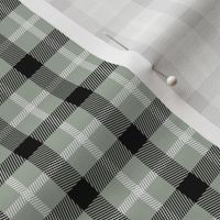 Wild west traditional gingham plaid design christmas texture tartan black and white on sage green SMALL