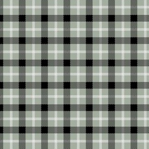 Wild west traditional gingham plaid design christmas texture tartan black and white on sage green SMALL