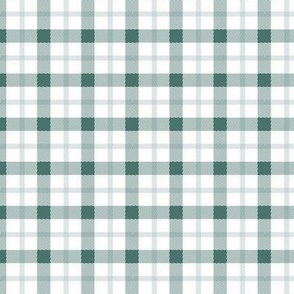Wild west traditional gingham plaid design christmas texture tartan moody pine green on white SMALL