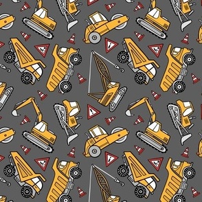 Tiny Scale / Construction Cars / Tossed / Dark Grey Background