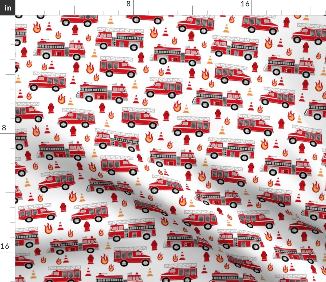 Small Scale / Fire trucks / White Background 