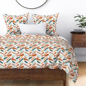 Abstarct herringbone - orange and turquoise