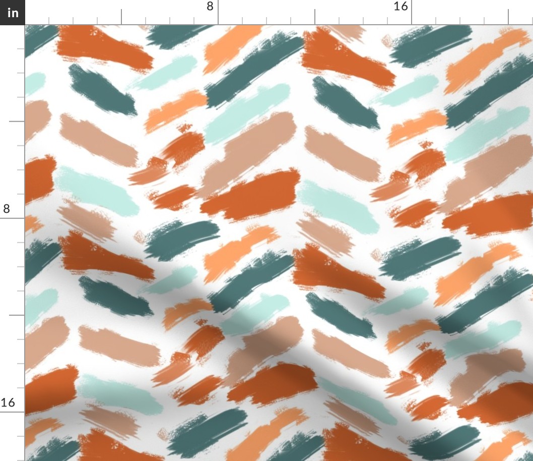 Abstarct herringbone - orange and turquoise