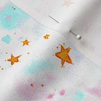 magic stars - watercolor stain and star pattern - abstract night sky a662-1