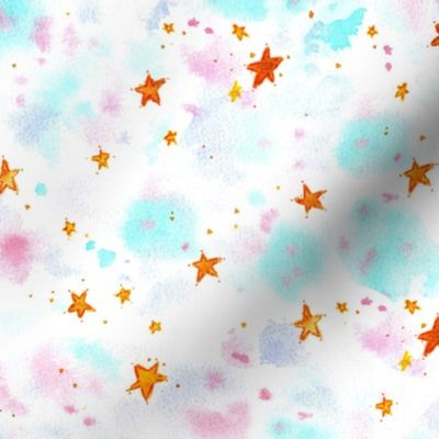 magic stars - watercolor stain and star pattern - abstract night sky a662-1