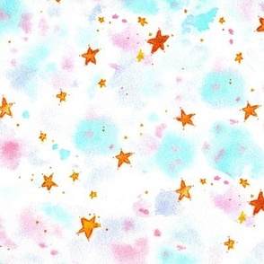 magic stars - watercolor stain and star pattern - abstract night sky a662-1