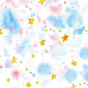 magic stars - watercolor stain and star pattern - abstract night sky a662-2