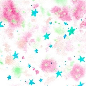 magic stars - watercolor stain and star pattern - abstract night sky a662-4