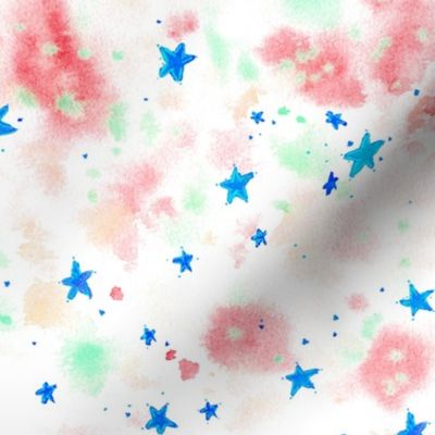 magic stars - watercolor stain and star pattern - abstract night sky a662-5