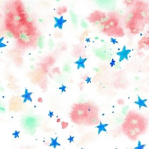 magic stars - watercolor stain and star pattern - abstract night sky a662-5