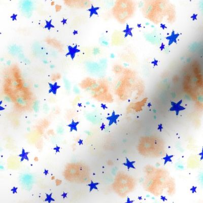 magic stars - watercolor stain and star pattern - abstract night sky a662-6