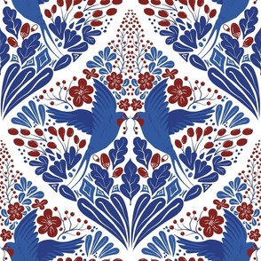 Vibrant and bright, classic red/blue/white composition / Large scale