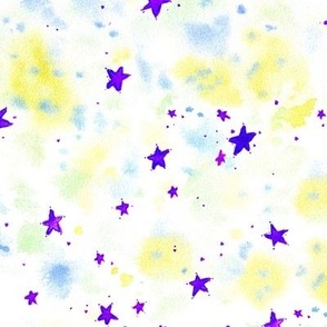 magic stars - watercolor stain and star pattern - abstract night sky a662-7