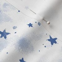 Serenity blue magic stars - watercolor stain and star pattern - abstract night sky a662-9