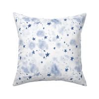 Serenity blue magic stars - watercolor stain and star pattern - abstract night sky a662-9