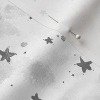 Platinum grey magic stars - watercolor stain and star pattern - abstract night sky a662-10