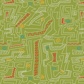 Doodle maze on green