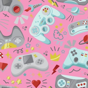 Video Game Controllers Pink - Large Scale