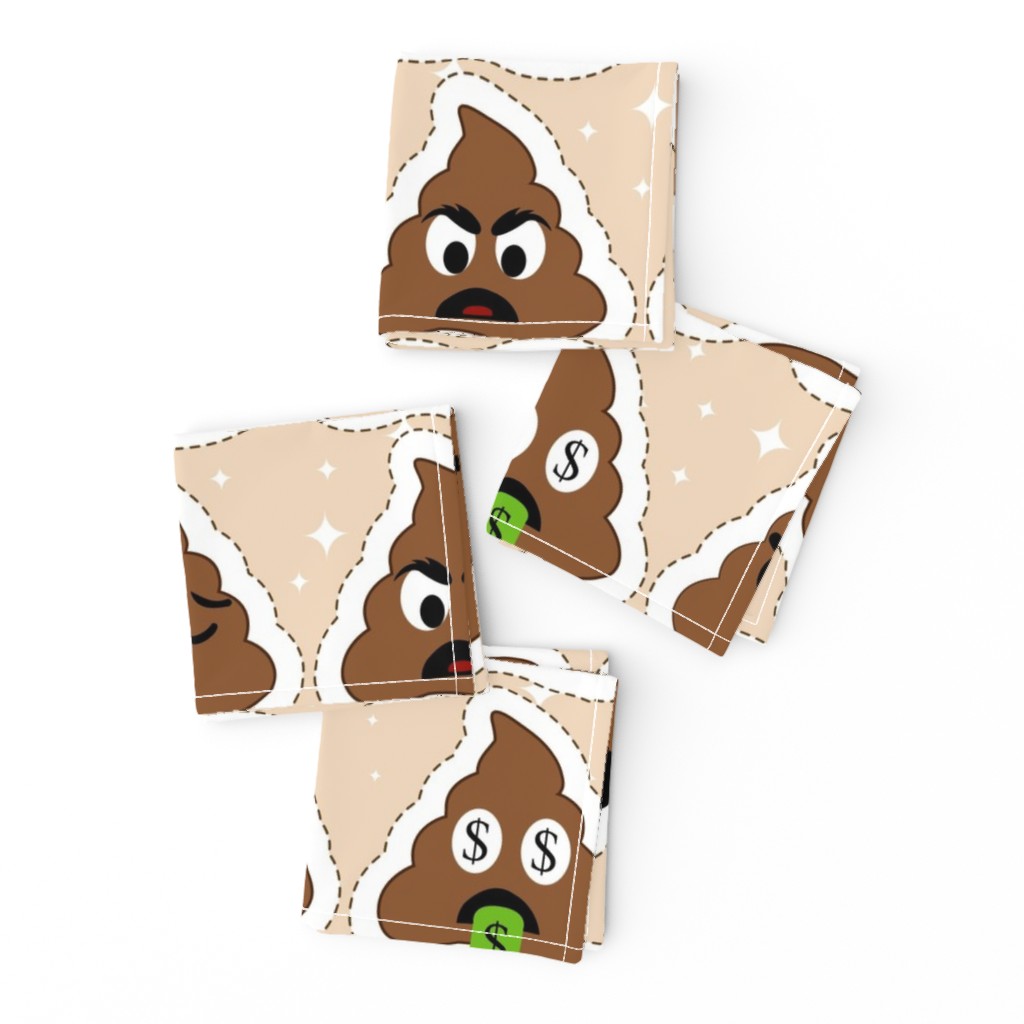 Set of cute poop happy poop emoji ornament plushie stuffed toy pillow DIY project. Cut 'n' Sew