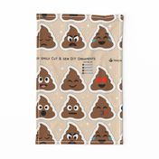 Set of cute poop happy poop emoji ornament plushie stuffed toy pillow DIY project. Cut 'n' Sew