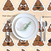 Set of cute poop happy poop emoji ornament plushie stuffed toy pillow DIY project. Cut 'n' Sew