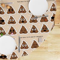 Set of cute poop happy poop emoji ornament plushie stuffed toy pillow DIY project. Cut 'n' Sew