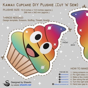 Cut and sew cute Kawaii cupcake DIY plushie stuffed toy pillow DIY project. Cut 'n' Sew