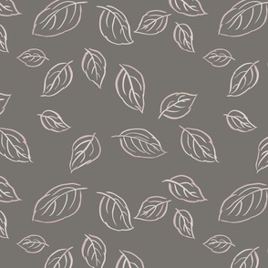 Simple Leaves Pink and Gray