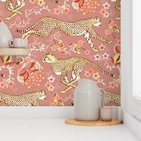 Cheetah Chintz - dusty pink, coral, red, and yellow