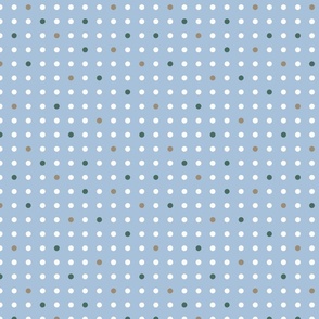 Dots in calming colors on light blue