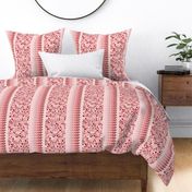 Large Scale - Red-Pink Ombre - Loopy Stripes with Hybrid Paisley or Figure 8 Loops