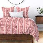 Medium Scale - Red-Pink Ombre - Loopy Stripes with Hybrid Paisley or Figure 8 Loops