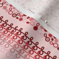 Small Scale - Red-Pink Ombre - Loopy Stripes with Hybrid Paisley or Figure 8 Loops