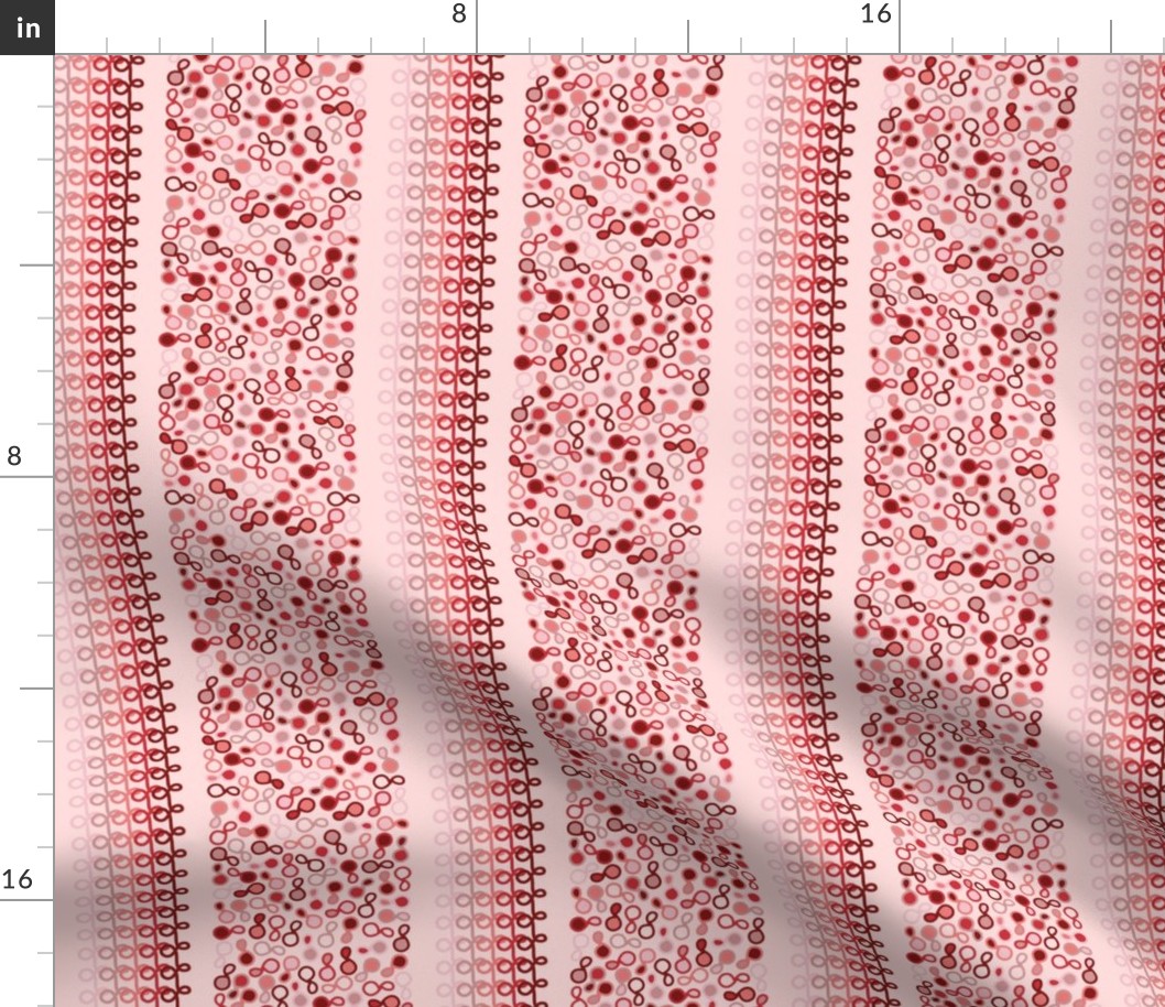 Small Scale - Red-Pink Ombre - Loopy Stripes with Hybrid Paisley or Figure 8 Loops