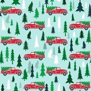 Christmas Trees And Trucks Green