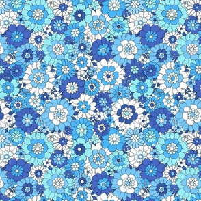 Avery Retro Floral Bright Blue - large scale