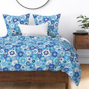 Avery Retro Floral Bright Blue - extra large scale