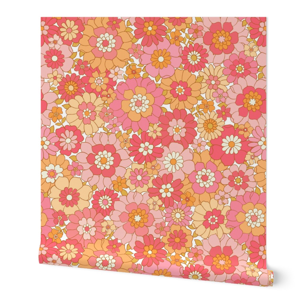 Avery Retro Floral Pink - extra large scale