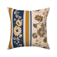 cozy french  country floral border stripe