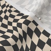 Wavy Black and White Checkerboard Optical Pattern 