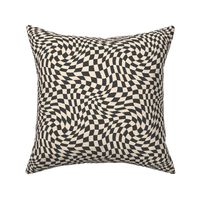 Wavy Black and White Checkerboard Optical Pattern 