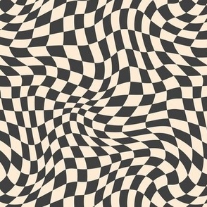 Wavy Black and White Checkerboard Optical Pattern 
