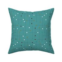 Retro Crosshatch-Mid Mod-Atomic-Plaid-Dots Grid-Teal Ocean-Medium