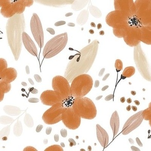 Fall Florals on white (Large)