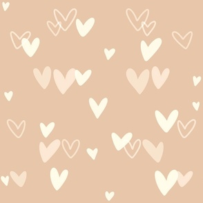 Peachy pink hearts, Simple scattered hearts