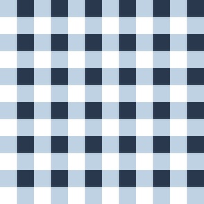 Cozy Nesting Gingham- Navy Fog White- Small Scale