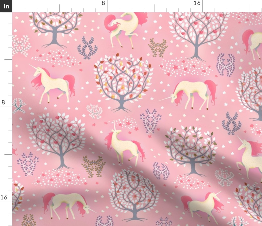 Unicorns in Cotton Candy Pink with Blossoms