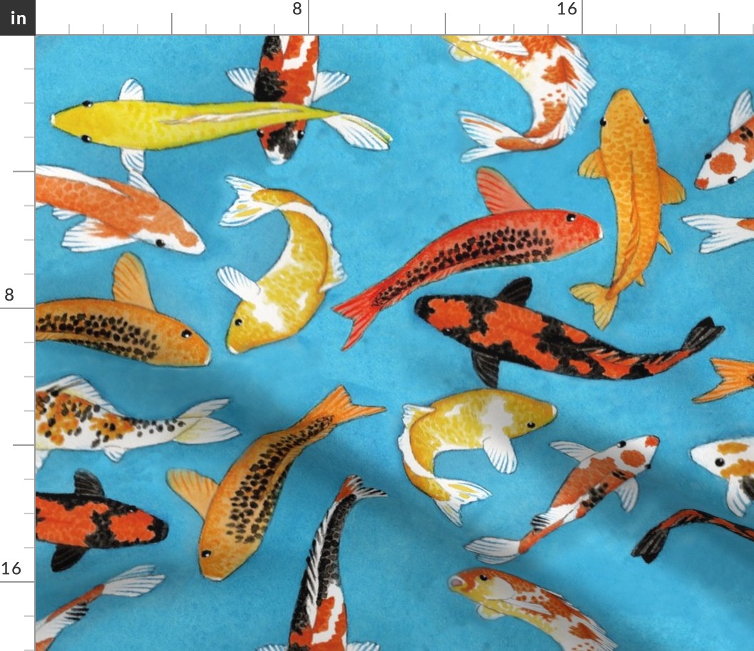 Big koi watercolor carps